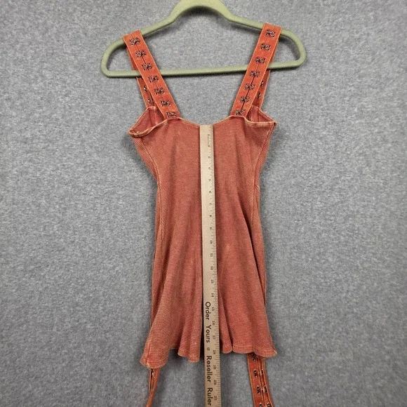J.OUR Suspender Mini Dress Womens Small Orange Waffle Knit Hook Eye Straps - Picture 7 of 9